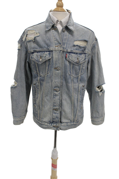 Levi Strauss & Co Womens Basic Jacket Blue Cotton Button Long Sleeve Size S