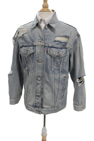 Levi Strauss & Co Womens Basic Jacket Blue Cotton Button Long Sleeve Size S