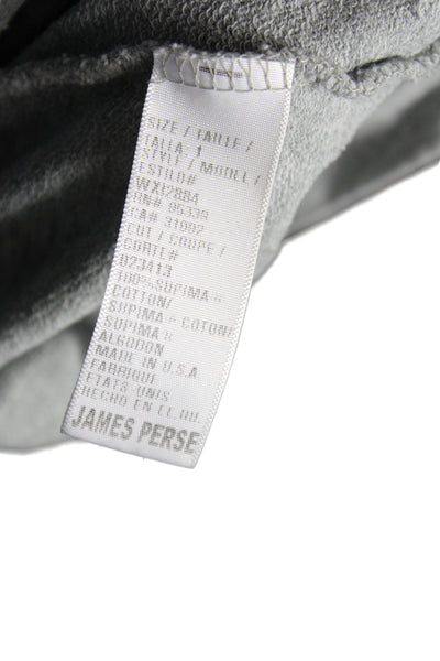 James Perse Womens Full Zip Hoodie Gray Supima Cotton V Neck Long Sleeve Size 1