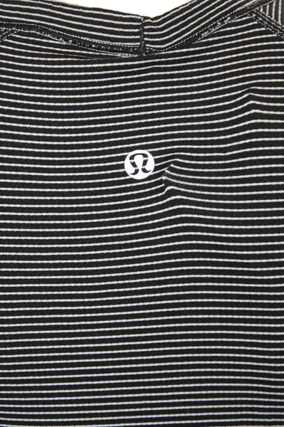Lululemon Womens Basic Striped Black Crew Short Sleeve Tee Nylon Size 6