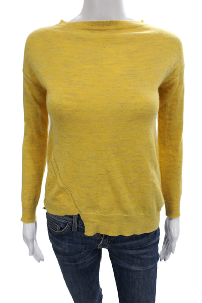 Zadig & Voltaire Women Yellow Boat Neck Long Sleeve Pullover Size XS