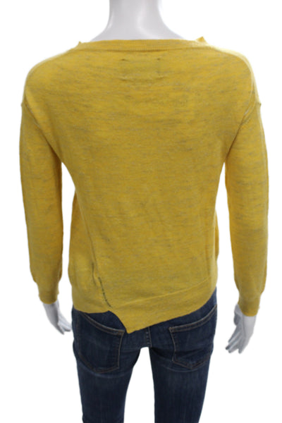 Zadig & Voltaire Women Yellow Boat Neck Long Sleeve Pullover Size XS