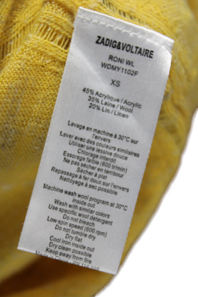 Zadig & Voltaire Women Yellow Boat Neck Long Sleeve Pullover Size XS