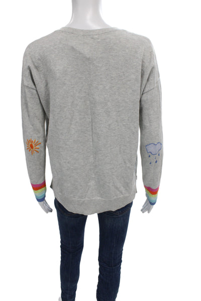 Lisa Todd Women V-Neck Gray 100% Cotton Pullover Sweater Long Sleeve Size XS