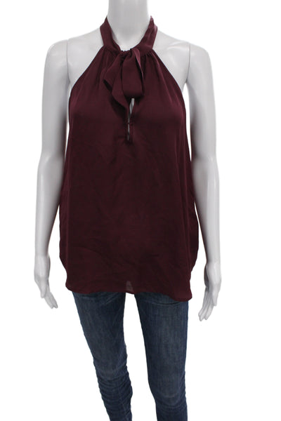 Joie Women Silk Halter Sleeveless Blouse Red Tie Closure Size S