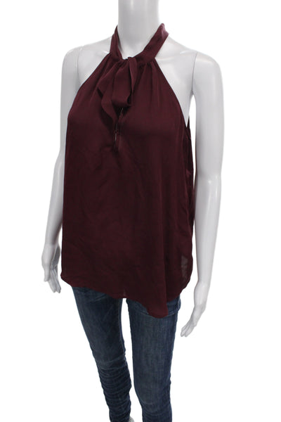 Joie Women Silk Halter Sleeveless Blouse Red Tie Closure Size S