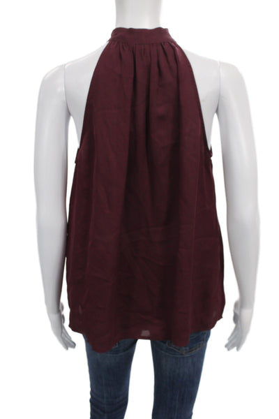 Joie Women Silk Halter Sleeveless Blouse Red Tie Closure Size S