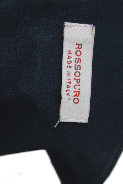 Rossopuro Women Shift Dress Blue Cotton Boat Neck Sleeveless Knee Length Size 42
