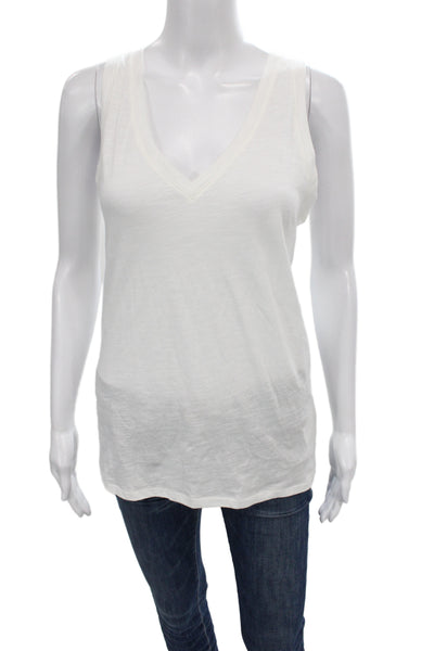 Madewell Women Basic White V-Neck Cotton Sleeveless Tank Size S