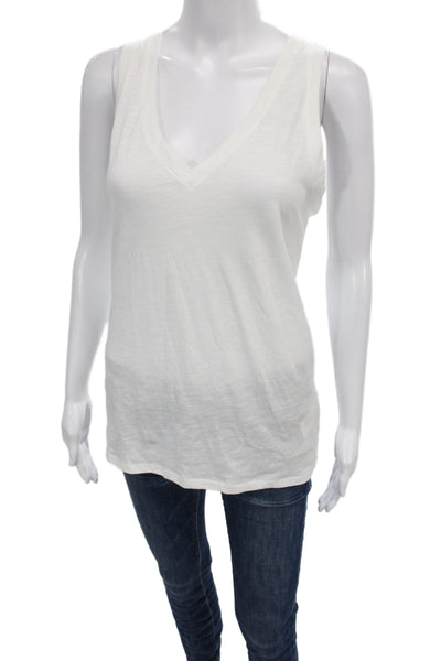 Madewell Women Basic White V-Neck Cotton Sleeveless Tank Size S