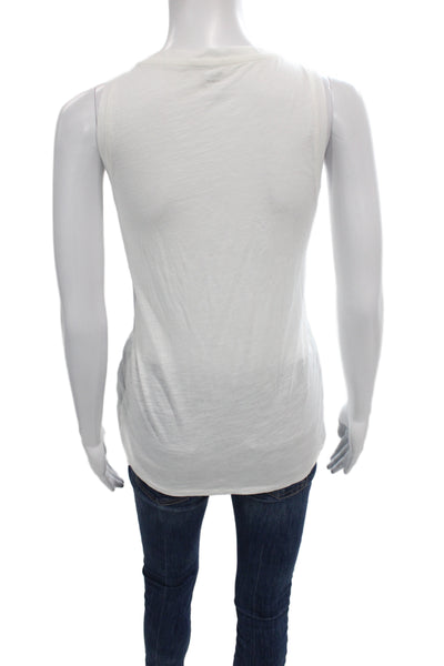 Madewell Women Basic White V-Neck Cotton Sleeveless Tank Size S