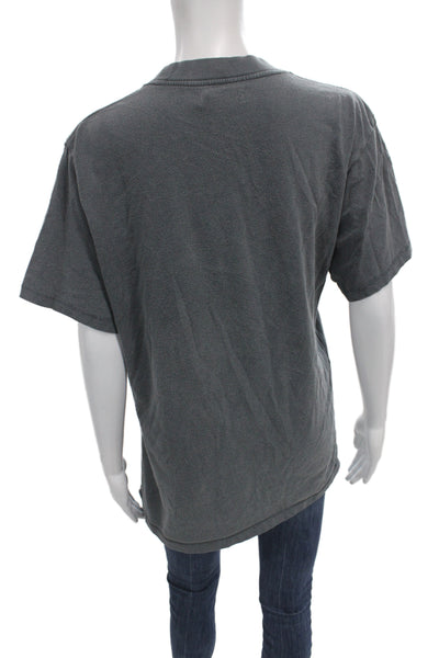 Anine Bing Women Gray Animal Print Cotton Short Sleeve T-Shirt Size M