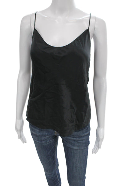 J Crew Women Silk Camisole Black Scoop Neck Spaghetti Strap Size S