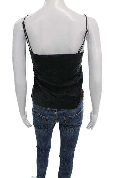 J Crew Women Silk Camisole Black Scoop Neck Spaghetti Strap Size S