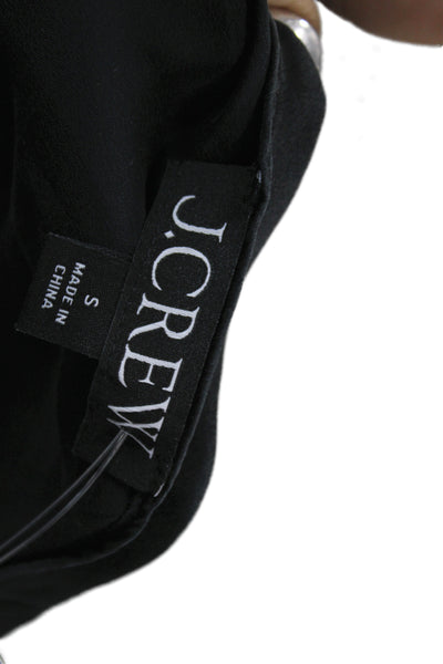 J Crew Women Silk Camisole Black Scoop Neck Spaghetti Strap Size S