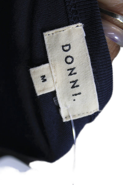 Donni Women Basic Blue Supima Cotton Long Sleeve T-Shirt Crew Neck Size M