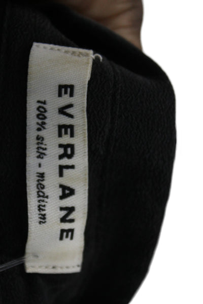 Everlane Women Silk Collared Sleeveless Button-Up Blouse Black Basic Size M