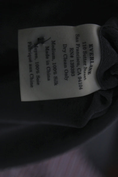 Everlane Women Silk Collared Sleeveless Button-Up Blouse Black Basic Size M