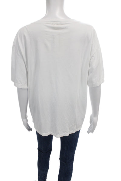 Donni Womens Basic T-Shirt White Crew Neck Supima Cotton Short Sleeve Size S