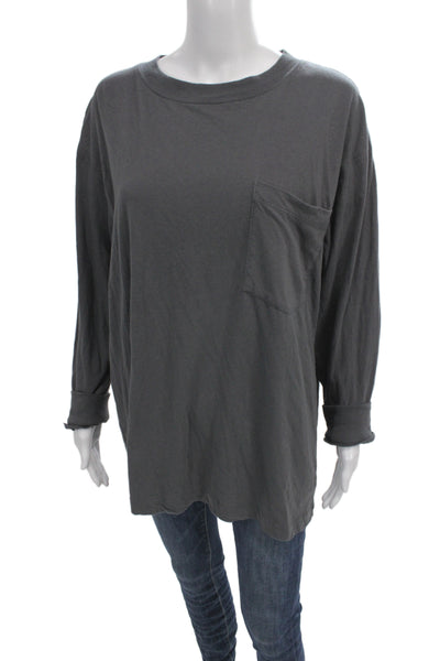 Jenni Kayne Womens Gray Recycled Cotton Crew Neck Long Sleeve T-Shirt Size M