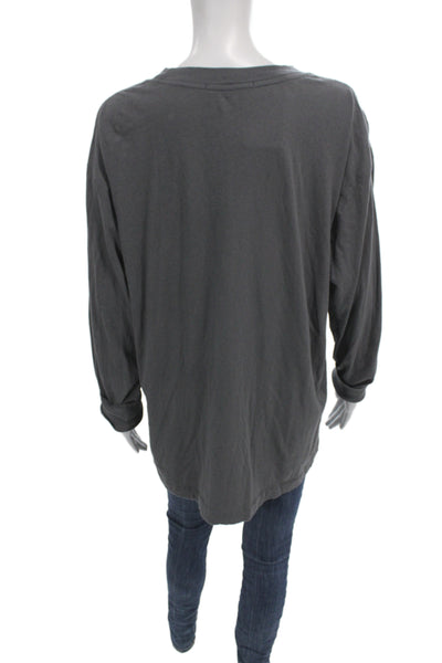 Jenni Kayne Womens Gray Recycled Cotton Crew Neck Long Sleeve T-Shirt Size M