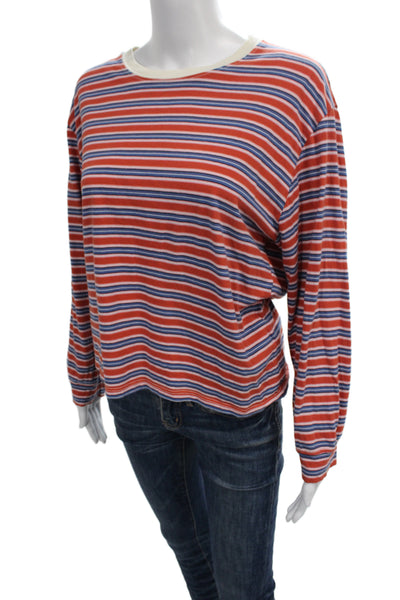 The Great Women Striped Cotton Long Sleeve Basic T-Shirt Multicolor Size 2