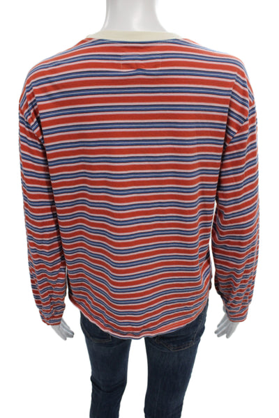 The Great Women Striped Cotton Long Sleeve Basic T-Shirt Multicolor Size 2