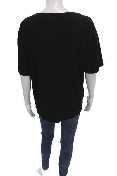 Donni Womens Basic Black Supima Cotton Crew Neck Short Sleeve T-Shirt Size S
