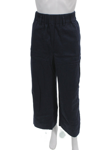 J Crew Womens Cropped Cotton Solid Pull On Pants Blue Size S