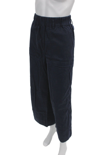 J Crew Womens Cropped Cotton Solid Pull On Pants Blue Size S