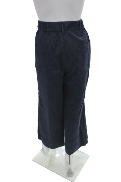 J Crew Womens Cropped Cotton Solid Pull On Pants Blue Size S