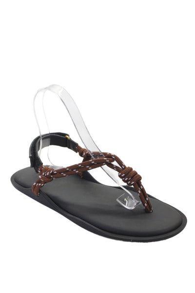 Apiece Apart Womens Flat Rope Sandal Black Hook & Loop Casual Summer Size S