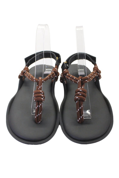 Apiece Apart Womens Flat Rope Sandal Black Hook & Loop Casual Summer Size S