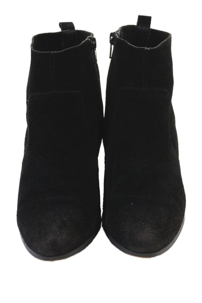 Crown Vintage Womens Side Zip Block Heel Suede Ankle Booties Black Size 8.5