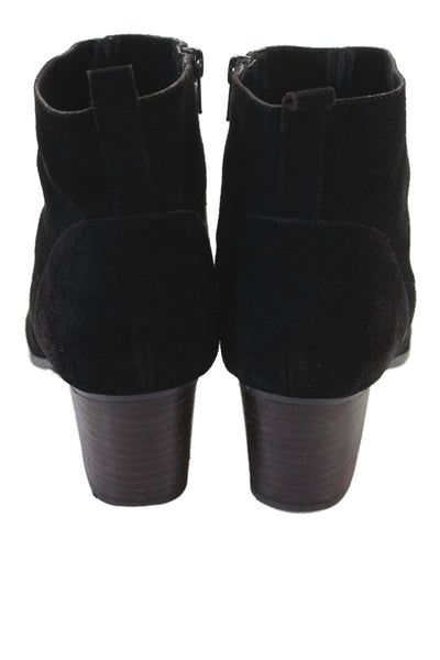 Crown Vintage Womens Side Zip Block Heel Suede Ankle Booties Black Size 8.5