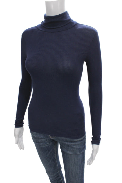 Topshop Womens Basic Blue Viscose Turtleneck Sweater Long Sleeve Size 2
