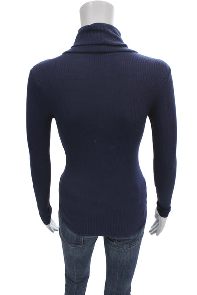 Topshop Womens Basic Blue Viscose Turtleneck Sweater Long Sleeve Size 2