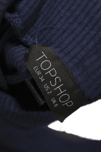 Topshop Womens Basic Blue Viscose Turtleneck Sweater Long Sleeve Size 2