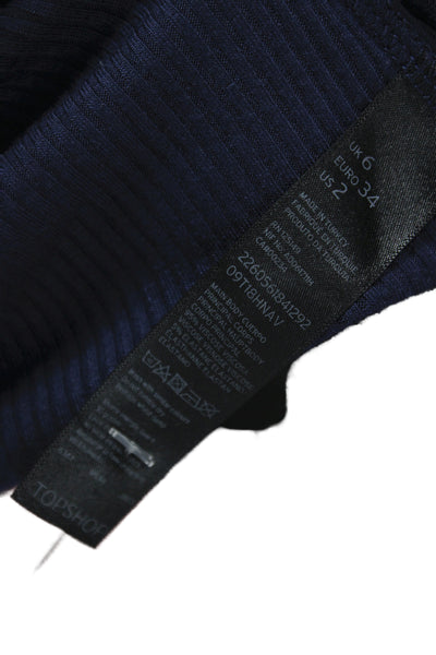 Topshop Womens Basic Blue Viscose Turtleneck Sweater Long Sleeve Size 2