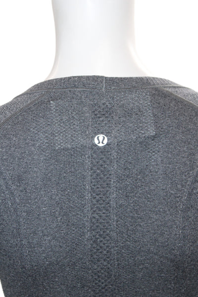 Lululemon Women Gray Nylon Crew Neck Long Sleeve Pullover Athleisure Size 2