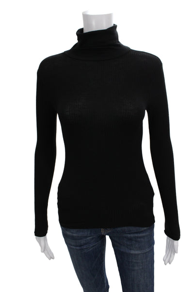 Topshop Womens Basic Black Turtleneck Long Sleeve Viscose T-Shirt Size 4