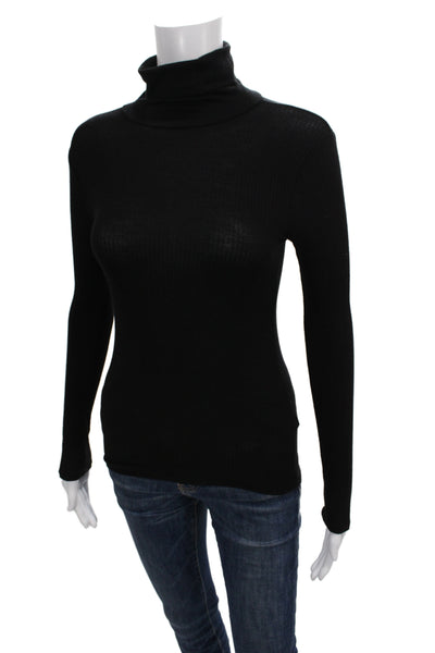 Topshop Womens Basic Black Turtleneck Long Sleeve Viscose T-Shirt Size 4
