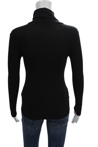 Topshop Womens Basic Black Turtleneck Long Sleeve Viscose T-Shirt Size 4