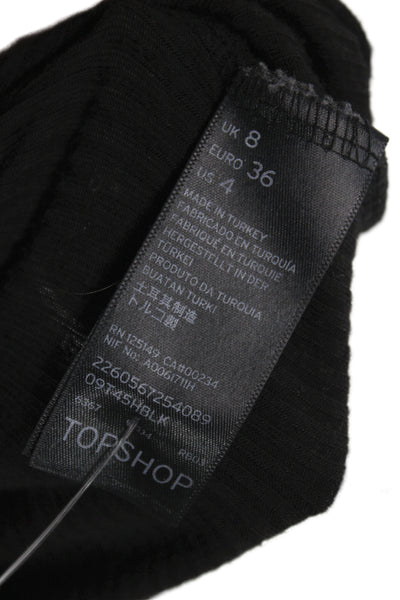 Topshop Womens Basic Black Turtleneck Long Sleeve Viscose T-Shirt Size 4