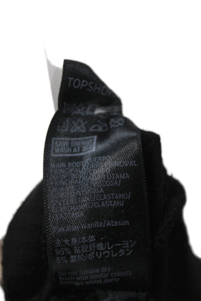 Topshop Womens Basic Black Turtleneck Long Sleeve Viscose T-Shirt Size 4