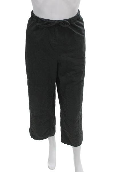 J Crew Womens Cropped Pants Black Drawstring Cotton Petites Size PM