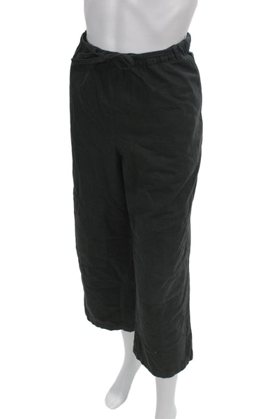 J Crew Womens Cropped Pants Black Drawstring Cotton Petites Size PM
