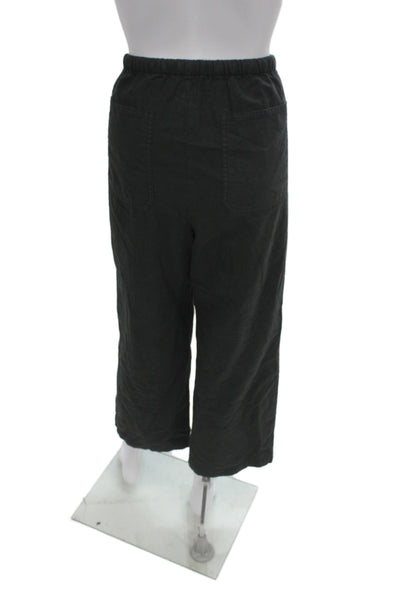 J Crew Womens Cropped Pants Black Drawstring Cotton Petites Size PM
