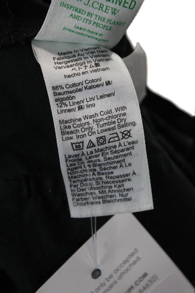 J Crew Womens Cropped Pants Black Drawstring Cotton Petites Size PM