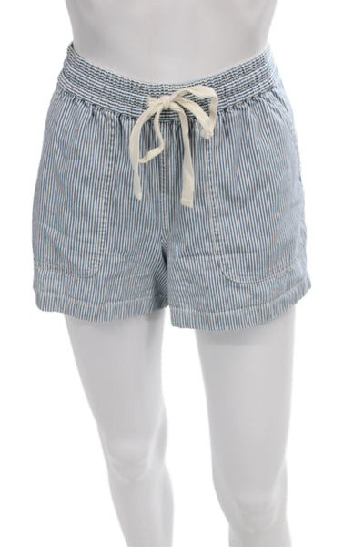 Point Sur Women Pull-On Striped Cotton Drawstring Blue Shorts Size XS